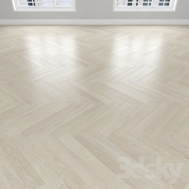 Wood Parquet Oak white 3 types herringbone linear chevron.