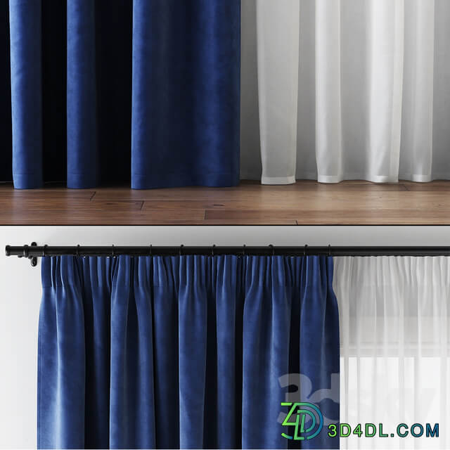 Hovering Velvet Tape Curtains with Tulle
