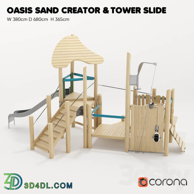 KOMPAN. TOWER WITH SLOT and OASIS SAND CREATIVITY 3D Models