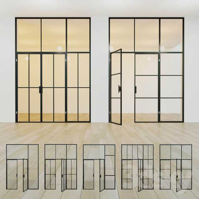 Glass partition. A door. 15