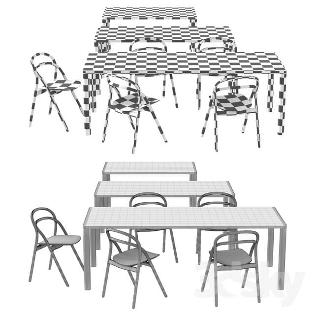 Table Chair Hem Udon Chair and Log Tables