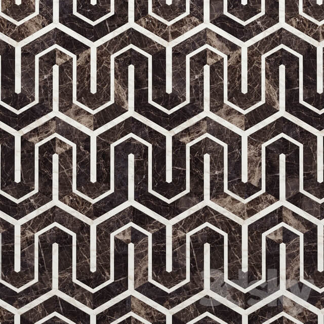 Marble tile hexagon and decor from New Ravenna mosaics