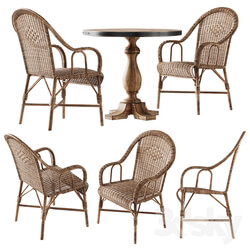 Table Chair Kokmaison Fauteuil grand pere wicker chair and round table 