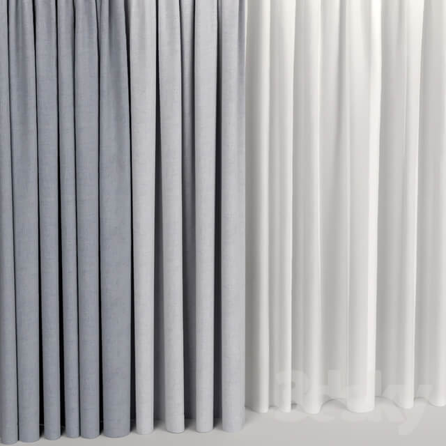 Wide curtains in two colors with tulle.