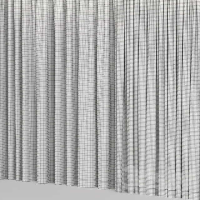 Wide curtains in two colors with tulle.