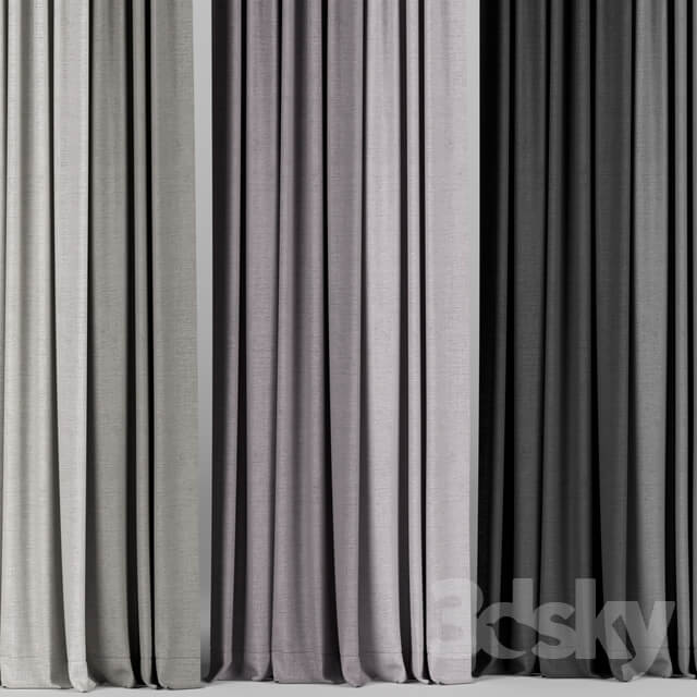 A set of curtains in different colors tulle.