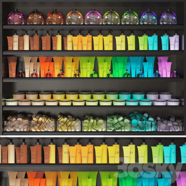 Set of multi colored cosmetics. Beauty saloon 3D Models
