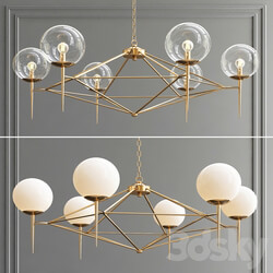 Rowan Milk Clear Glass Chandelier Pendant light 3D Models 