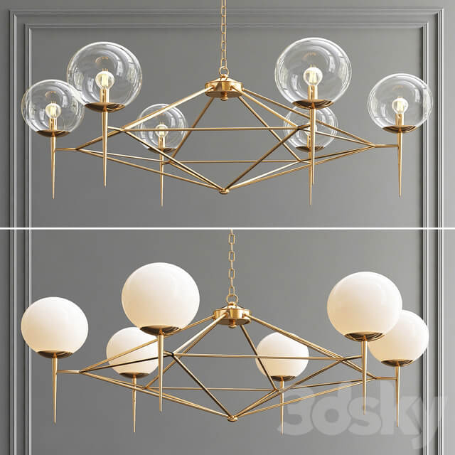 Rowan Milk Clear Glass Chandelier Pendant light 3D Models