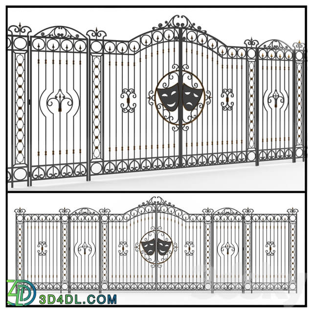 Forged gate with a fence. 3D Models