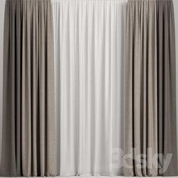 Curtains in three colors with tulle. 