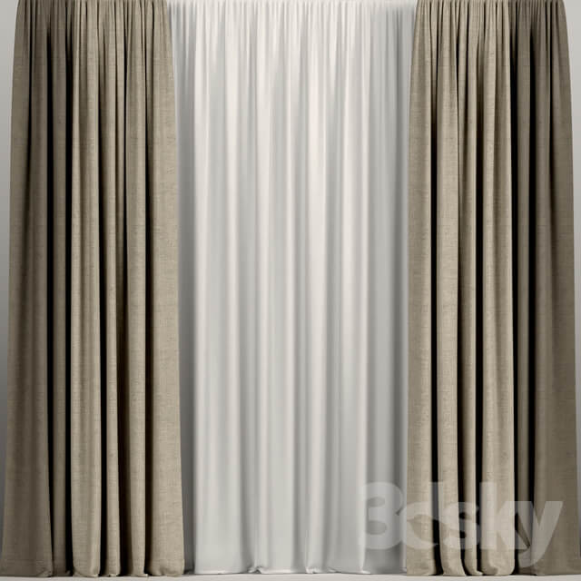 Curtains in three colors with tulle.