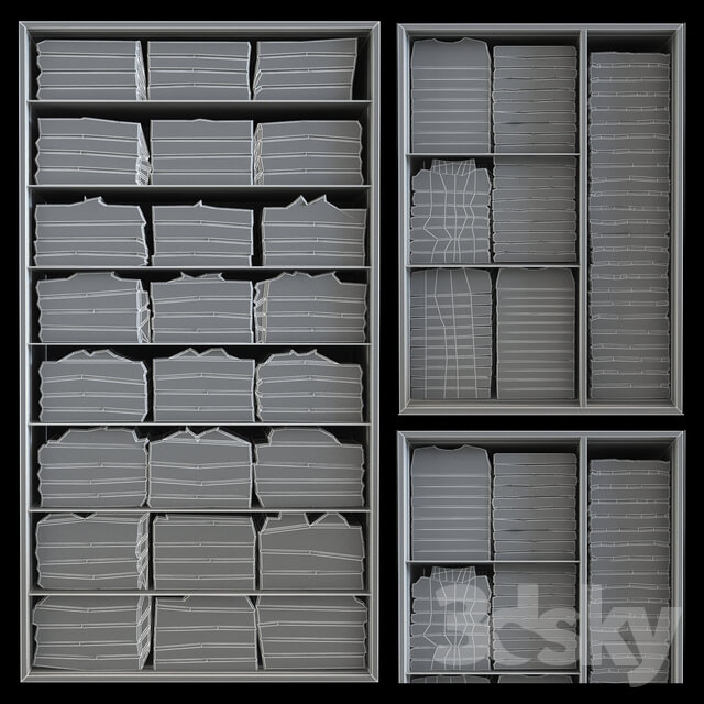 Shelves with shirts