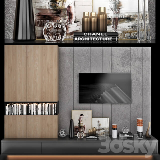 TV Wall set 19 3D Models