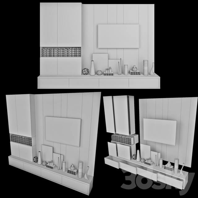 TV Wall set 19 3D Models