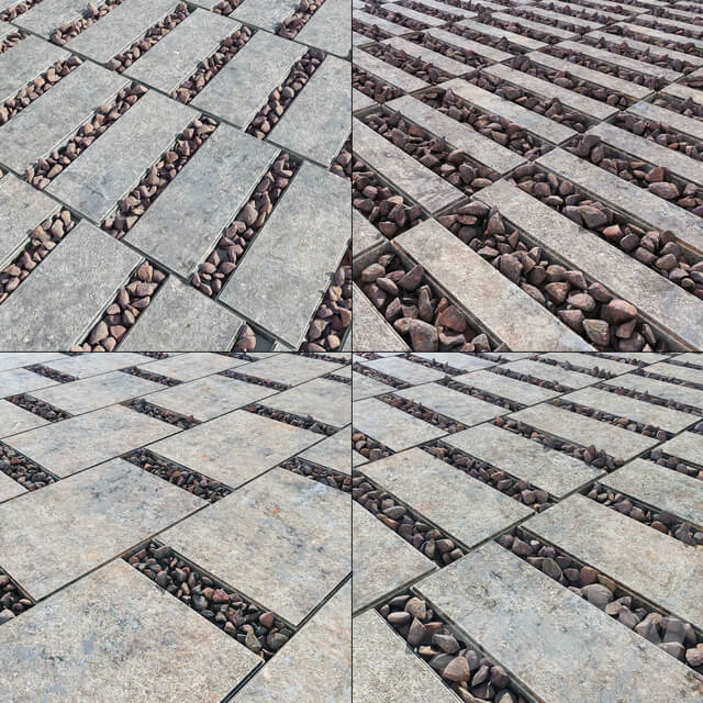 Paving title gravel Paving slabs with gravel 3D Models