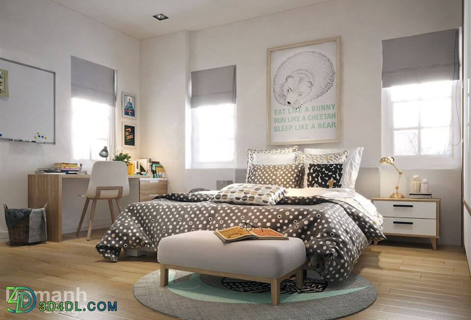 3D Interior Scenes File 3dsmax Model Bedroom Girl 200 By DoManh