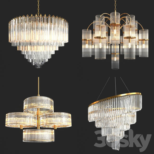 Collection of Crystal Chandelier 2 Pendant light 3D Models