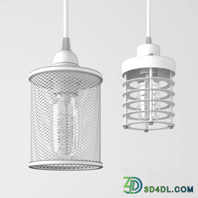 Edison lamp in steel lampshade Pendant light 3D Models