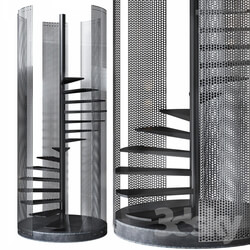 Spiral staircase Loft with perforated railing 