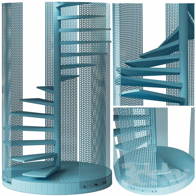 Spiral staircase Loft with perforated railing