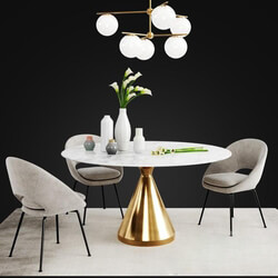 3D Model West Elm Set Table & Chair  