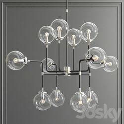 Bistro Globe Clear Glass Silver Chandelier 12 Pendant light 3D Models 
