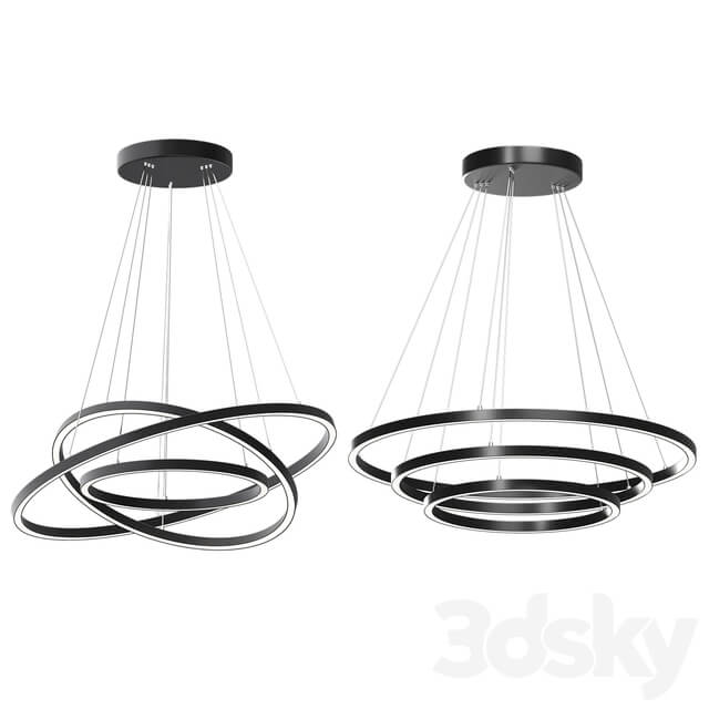 Modern 32 Inch Triple Ring LED Pendant Light Black Finish Pendant light 3D Models