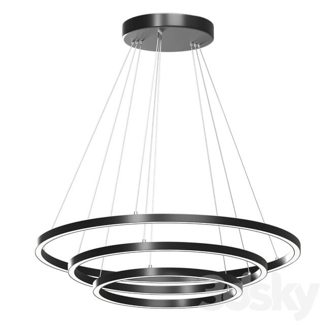 Modern 32 Inch Triple Ring LED Pendant Light Black Finish Pendant light 3D Models