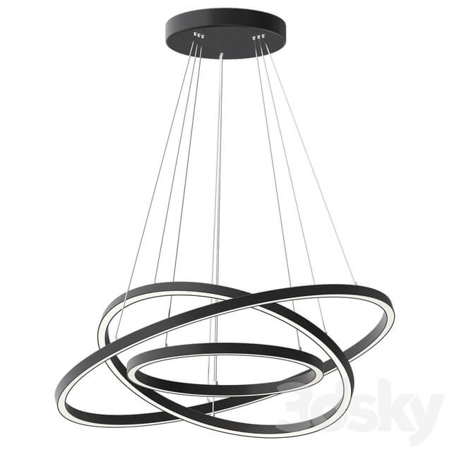 Modern 32 Inch Triple Ring LED Pendant Light Black Finish Pendant light 3D Models