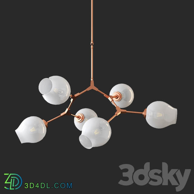 Chandelier Branching Bubble Chandelier 6 Milk Pendant light 3D Models