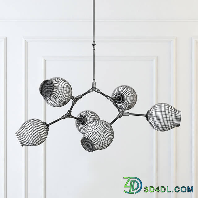 Chandelier Branching Bubble Chandelier 6 Milk Pendant light 3D Models