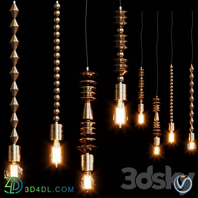 Bright Beads Wooden Lamps by Marz Designs Pendant light 3D Models