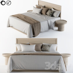 Bed Wooden Bed Set white and Brown 