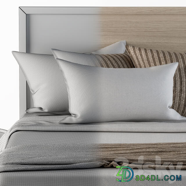 Bed Wooden Bed Set white and Brown