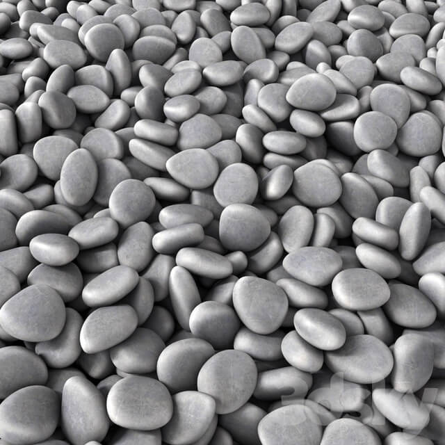 Road gray smooth pebble 3D Models