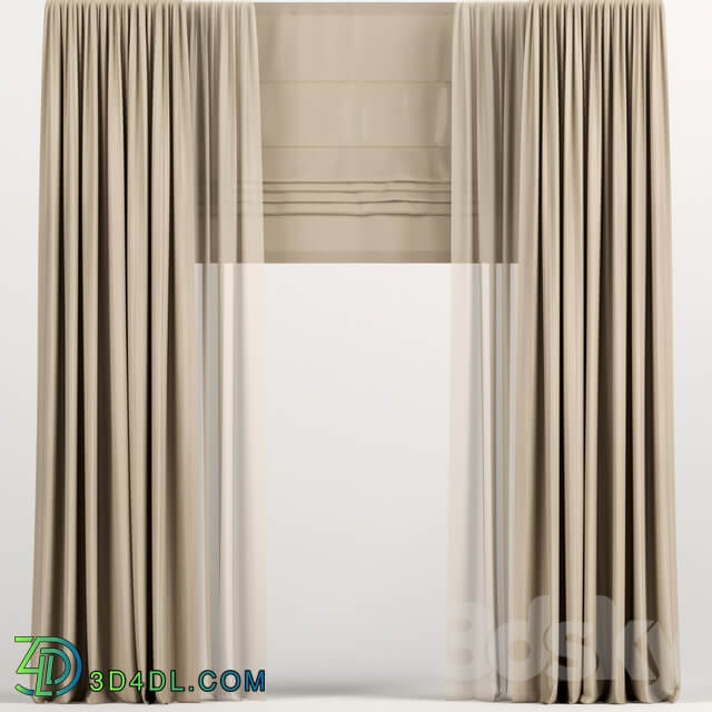 Light brown curtains with Roman and tulle.