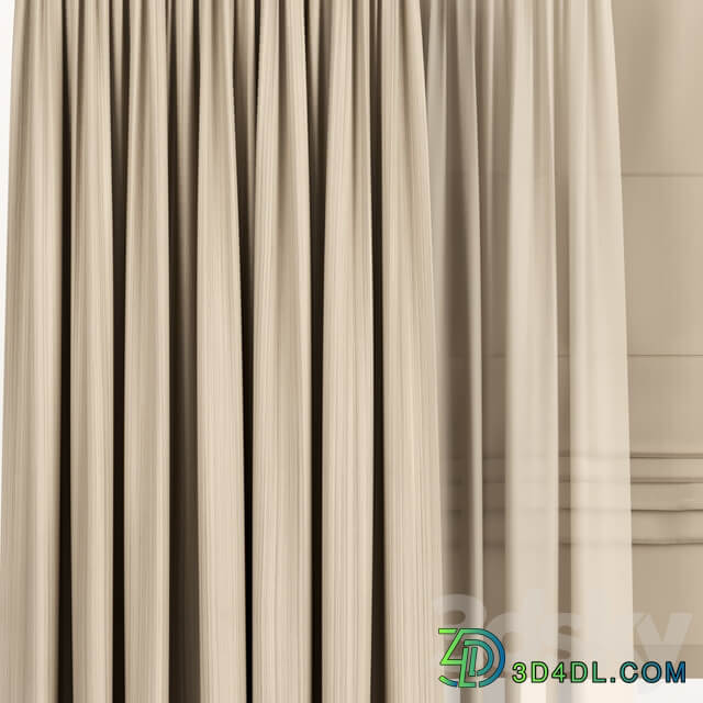 Light brown curtains with Roman and tulle.