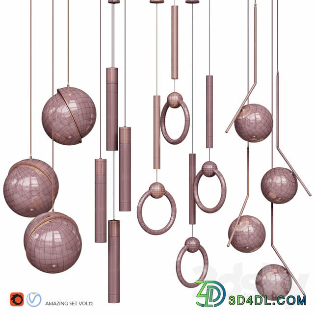 Four Pendant Lights amazing set vol12 Pendant light 3D Models