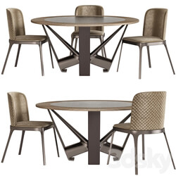 Table Chair Cattelan Italia Milano 2018 Skorpio Round Ker Wood 