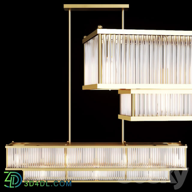 Restoration Hardware MARAIS LINEAR CHANDELIER 48 Brass Pendant light 3D Models