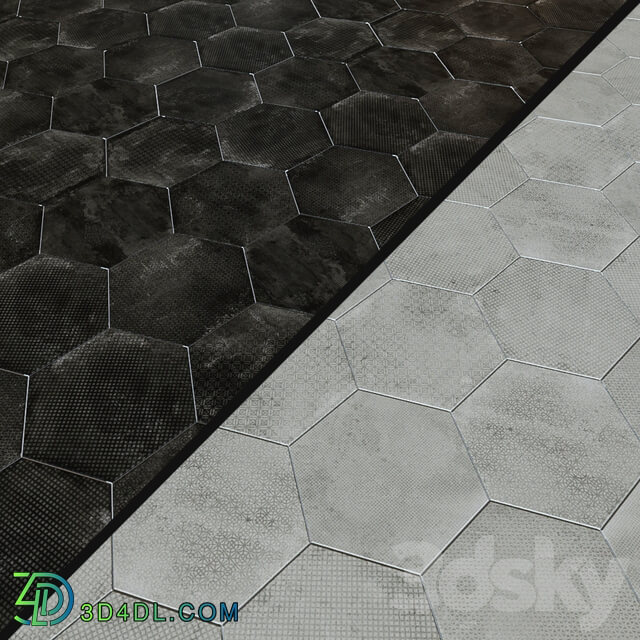 Porcelain tile EQUIPE URBAN Hexagon Melange 5 options 3D Models