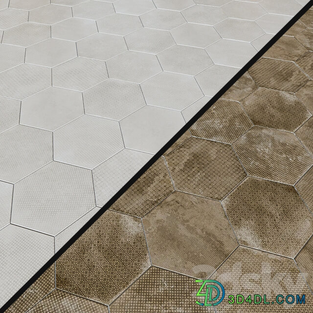 Porcelain tile EQUIPE URBAN Hexagon Melange 5 options 3D Models