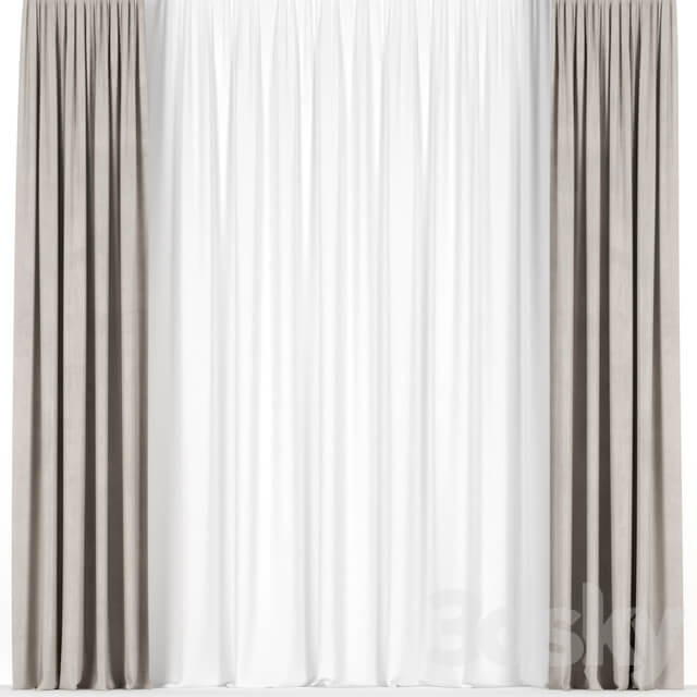Beige curtains with tulle.