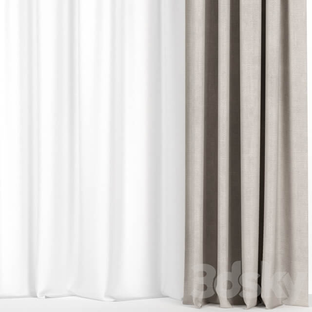 Beige curtains with tulle.