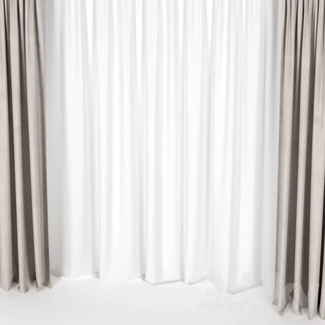 Beige curtains with tulle.