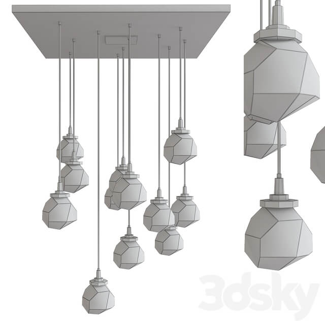 Hammerton Studio Gem Square Waterfall Pendant light 3D Models