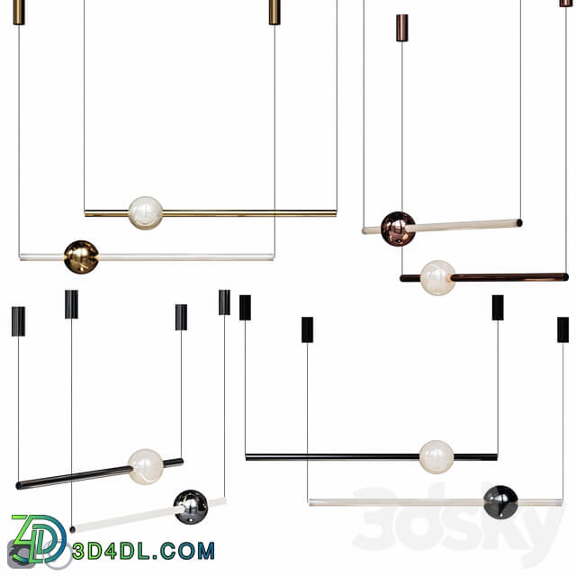 Lee Broom ORION GLOBE LIGHT Set Gold Chrome Copper Black Pendant light 3D Models