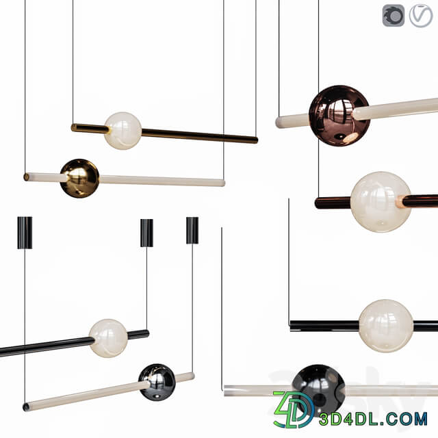 Lee Broom ORION GLOBE LIGHT Set Gold Chrome Copper Black Pendant light 3D Models