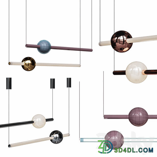 Lee Broom ORION GLOBE LIGHT Set Gold Chrome Copper Black Pendant light 3D Models